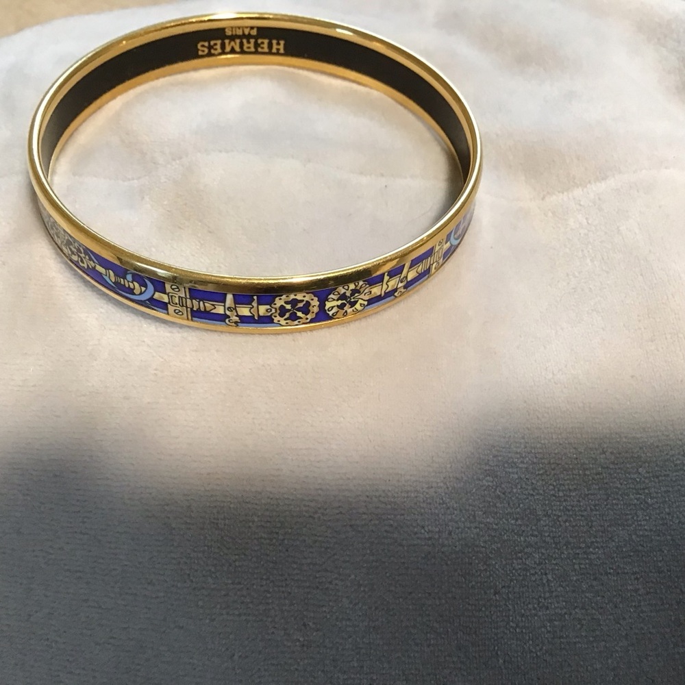 Hermes blue and gold enamel bracelet